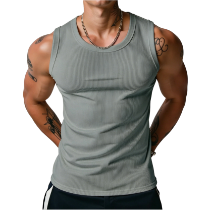 Men's Wide Strap Ribbed Tank Top