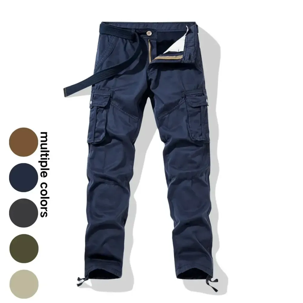 Workwear pants for spring and autumn, men's fashion trend pants, men's multi-pocket casual long pants