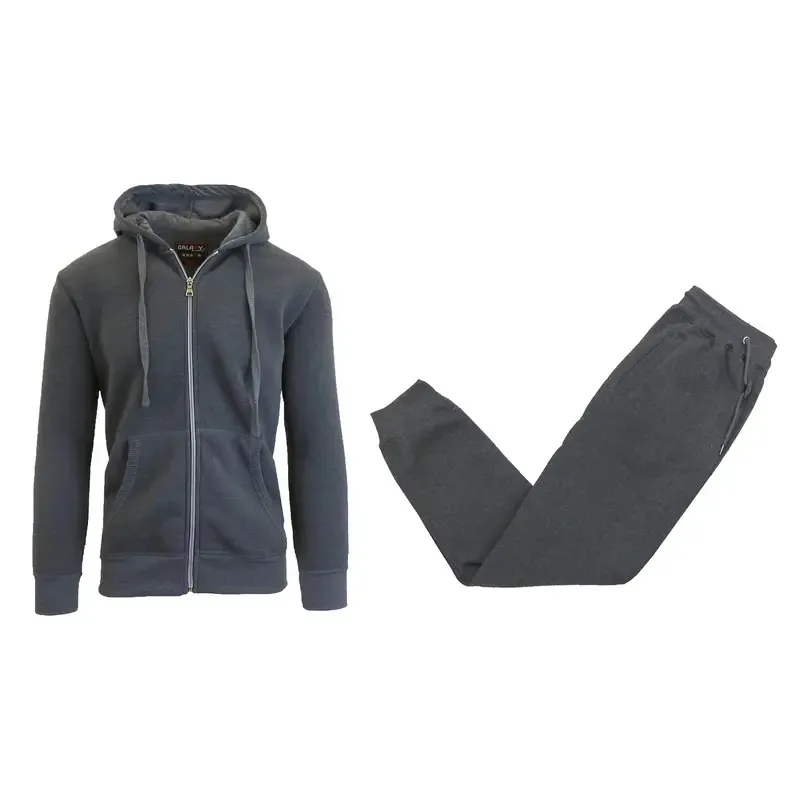 Fleece-Lined Zip Sweater Hoodie & Jogger Set