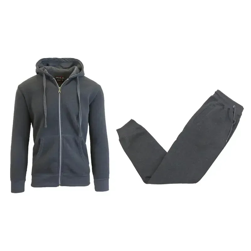 Fleece-Lined Zip Sweater Hoodie & Jogger Set