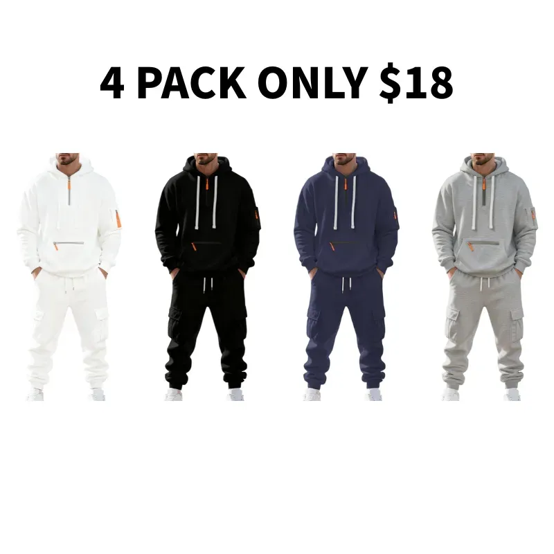 Men's 8-Pack Hoodie & Cargo Pants Tracksuit Set - 8 Colors, Only $24
