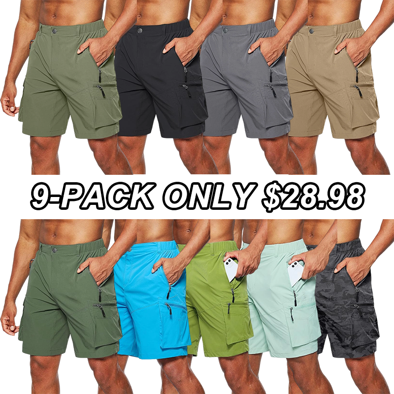 Pudolla Men's Hiking Cargo Shorts Quick Dry Outdoor Travel Shorts for