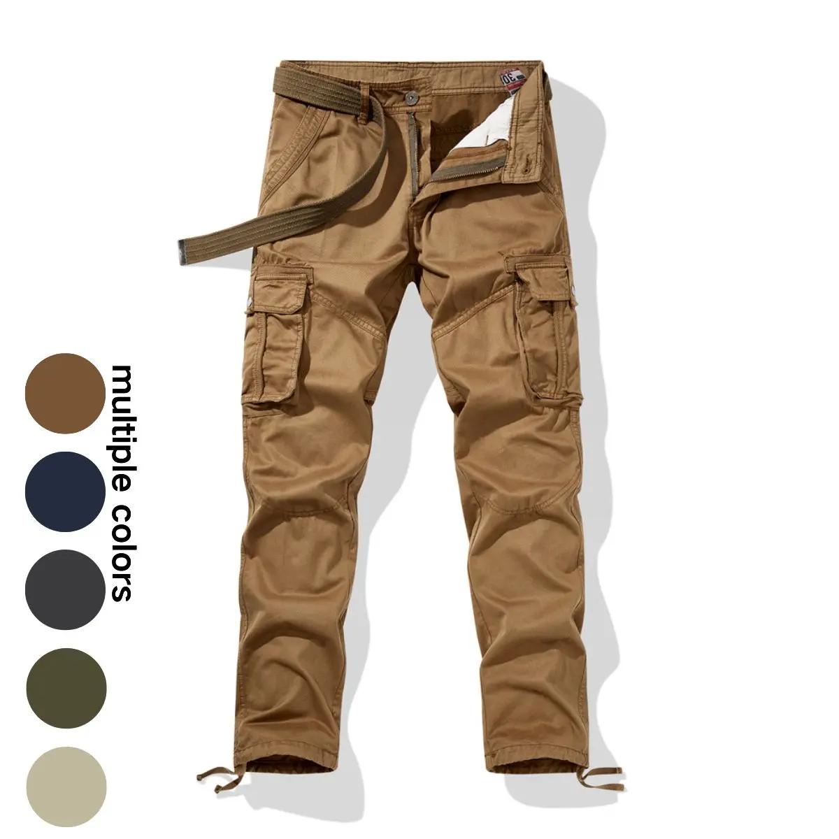 Workwear pants for spring and autumn, men's fashion trend pants, men's multi-pocket casual long pants