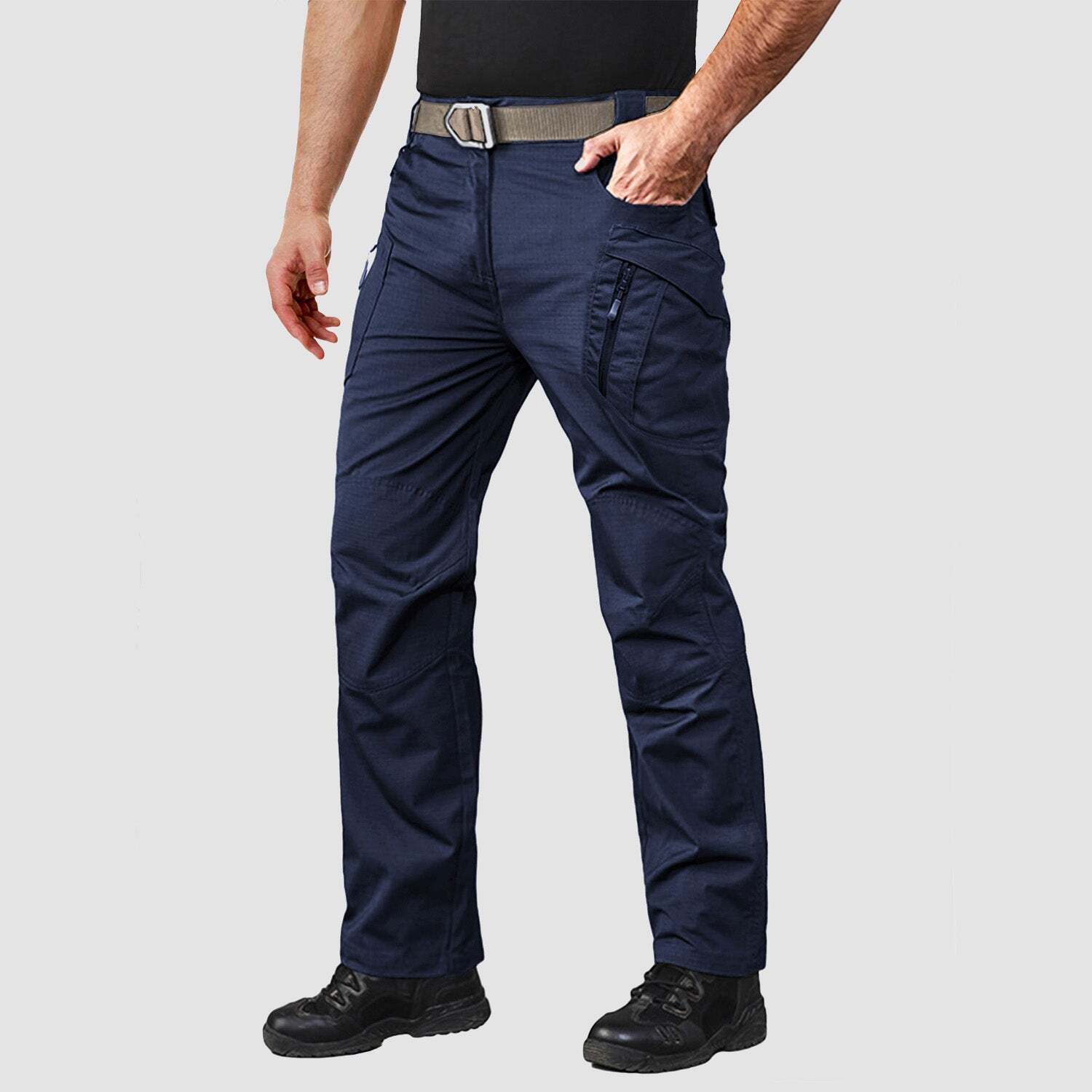 7-parks Men's Tactical Pants with 9 Pockets Rip-Stop Work Hiking Pants