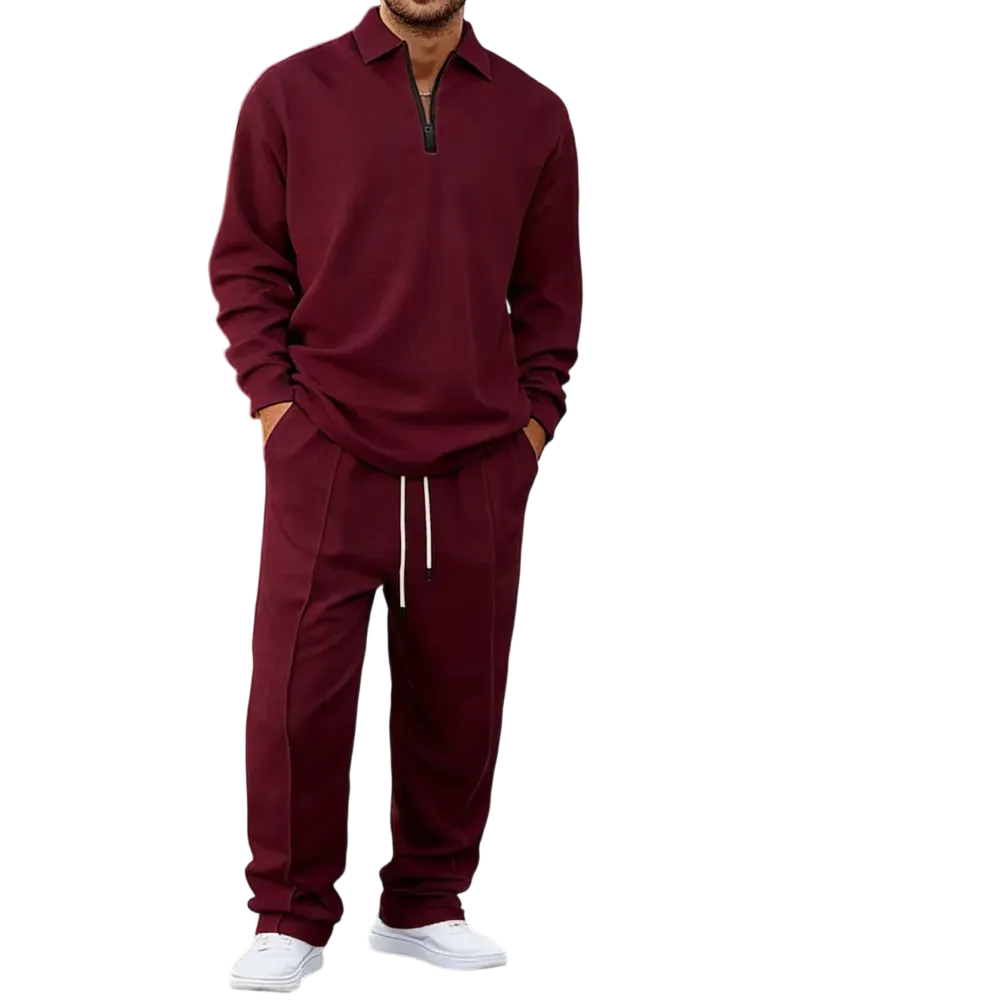 Men's solid color checkered casual suit