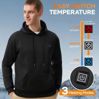 Heated Hoodie for Men – Fleece Lined, Electric Thermal Sweatshirt