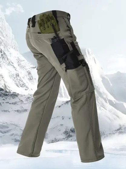Men's Tactical Sport Pants, Multi-Pocket Windproof and Warm Fleece Pants