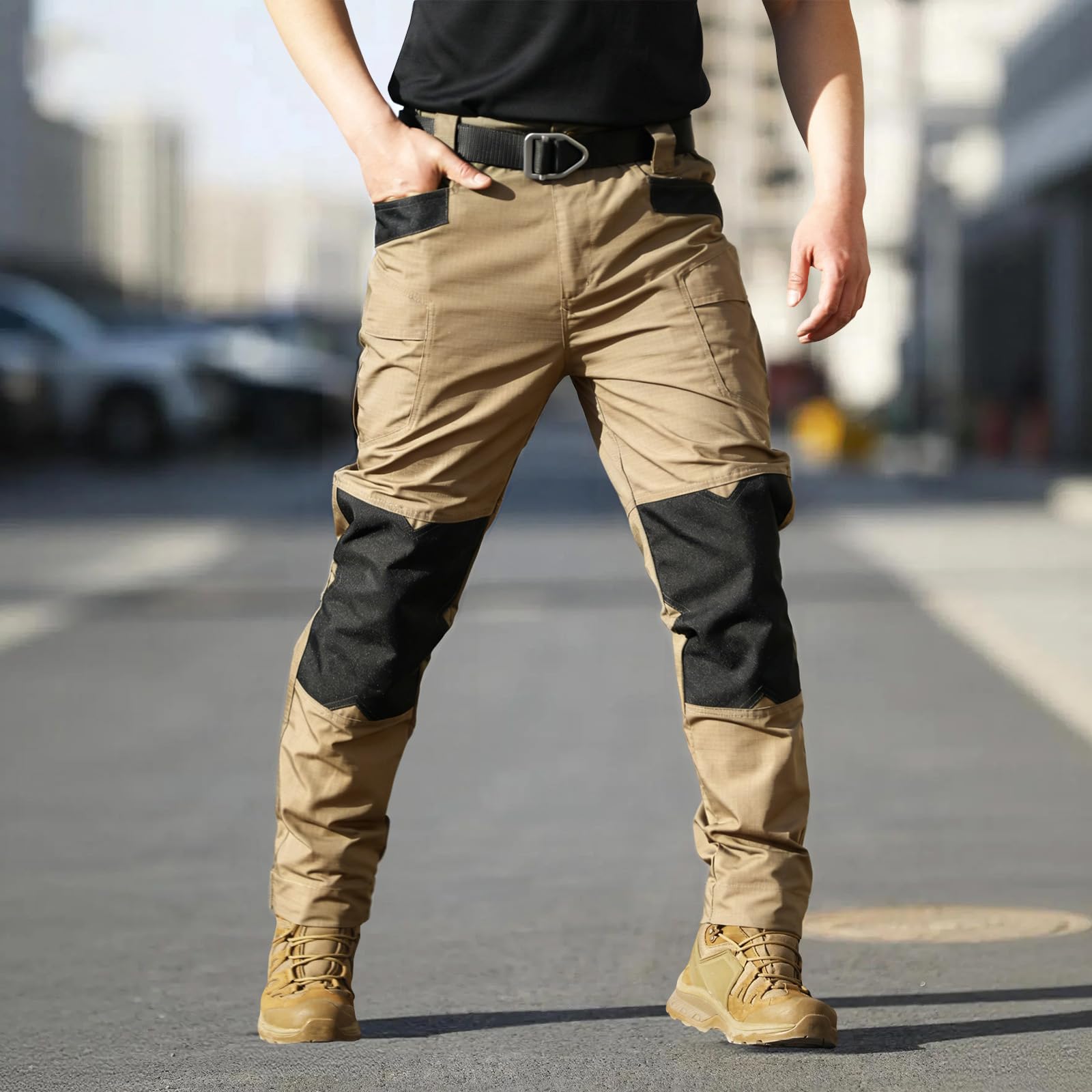 Men's Flex Stretch Tactical Pants, Water Resistant Ripstop Cargo Pants