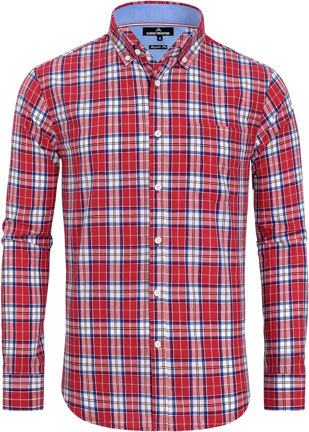 Clearance sale! Men's Plaid Button Down Shirts Cotton Long Sleeve Dress Shirts Regular Fit Gingham Shirts