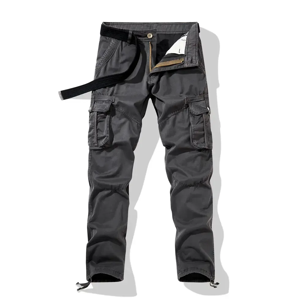 Workwear pants for spring and autumn, men's fashion trend pants, men's multi-pocket casual long pants