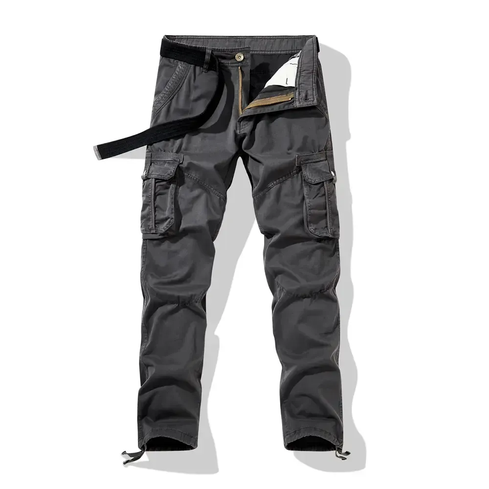 Workwear pants for spring and autumn, men's fashion trend pants, men's multi-pocket casual long pants