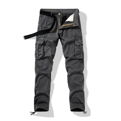 Workwear pants for spring and autumn, men's fashion trend pants, men's multi-pocket casual long pants