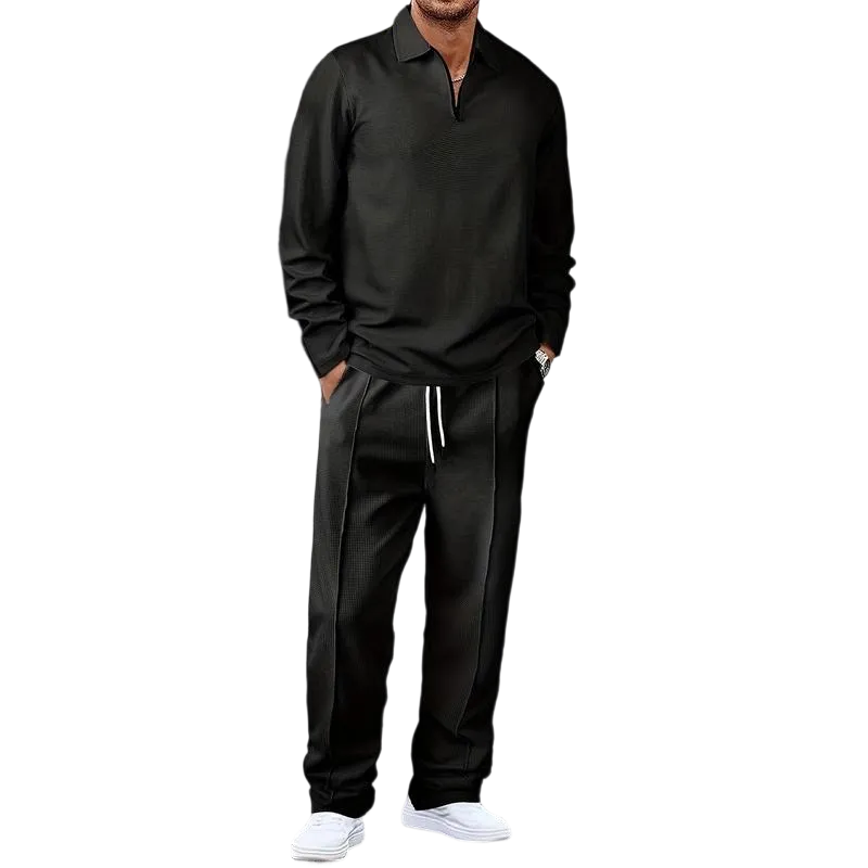 Men's solid color checkered casual suit