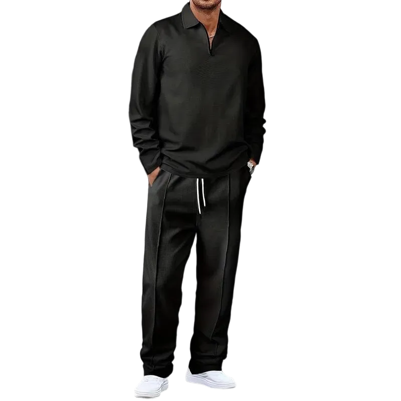 Men's solid color checkered casual suit