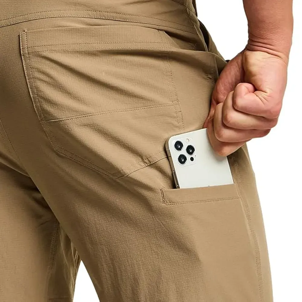 Men's Vent Stretch Pants, Quick Dry Lightweight Casual Cargo Pants, Water Resistant Straight-Fit Utility Work Pants