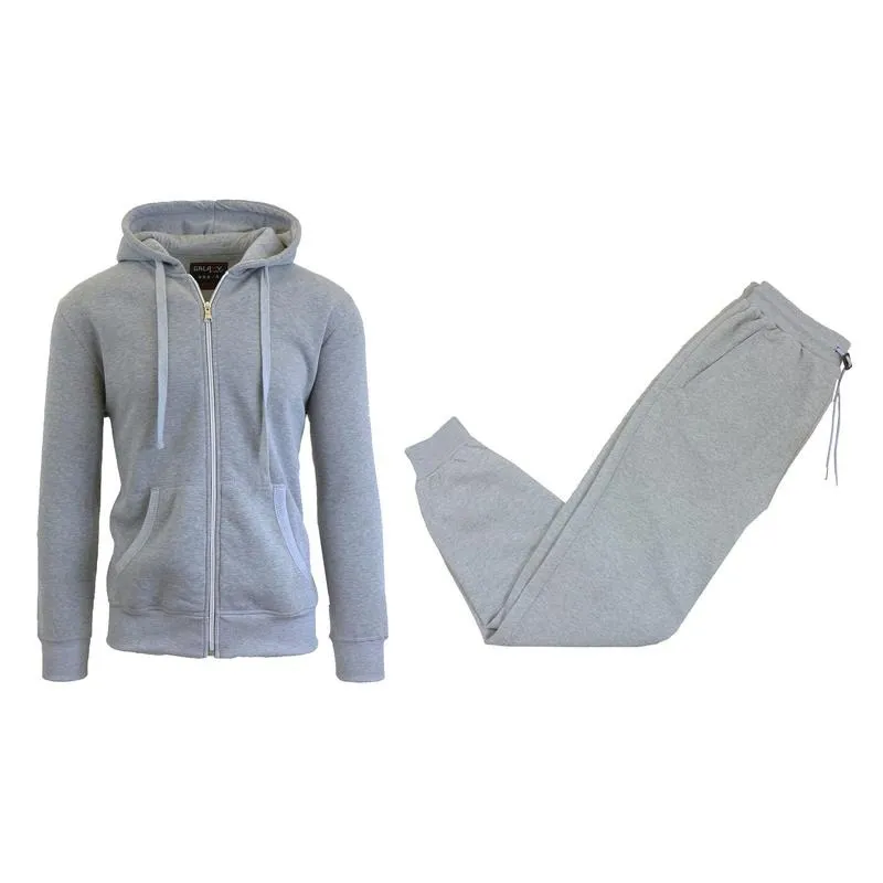 Fleece-Lined Zip Sweater Hoodie & Jogger Set