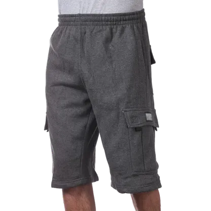 Men's Heavyweight Fleece Cargo Shorts 6 Pockets Relaxed Fit Sweat Shorts