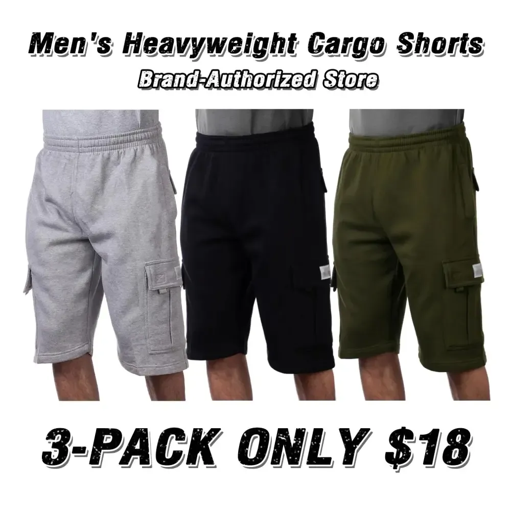 Men's Heavyweight Fleece Cargo Shorts 6 Pockets Relaxed Fit Sweat Shorts