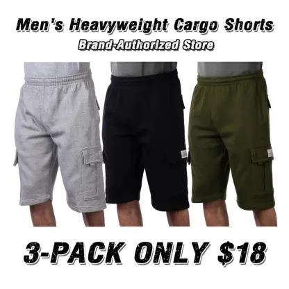 Men's Heavyweight Fleece Cargo Shorts 6 Pockets Relaxed Fit Sweat Shorts