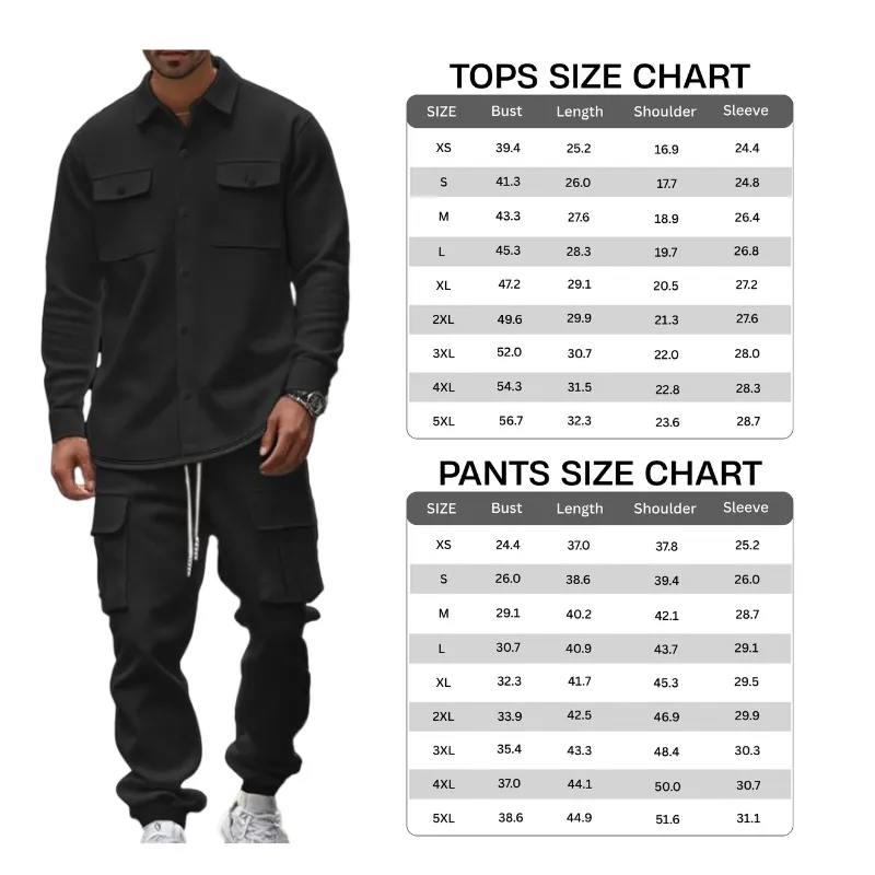 8-Pack Mens Shirt Jacket & Cargo Pants Sets  Only $24 (All Colors Included)