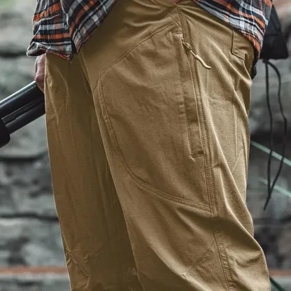 Men's Vent Stretch Pants, Quick Dry Lightweight Casual Cargo Pants, Water Resistant Straight-Fit Utility Work Pants