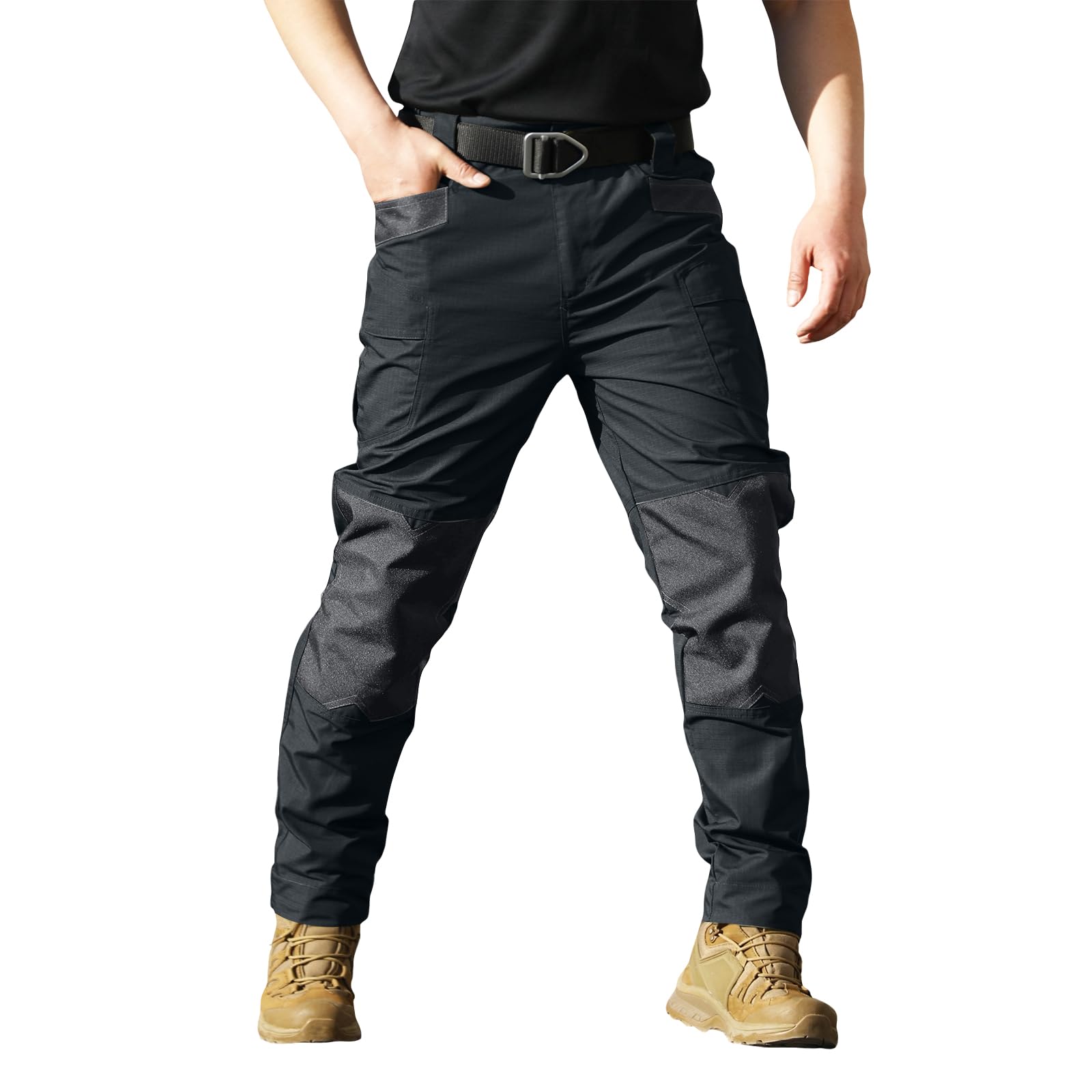 Men's Flex Stretch Tactical Pants, Water Resistant Ripstop Cargo Pants