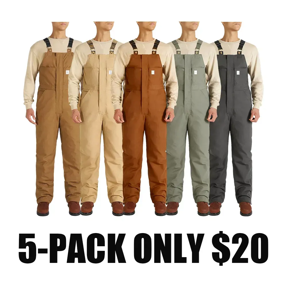 Men's Cold-Weather Insulated Bib Overalls - Loose-Fit Canvas + Tool Po