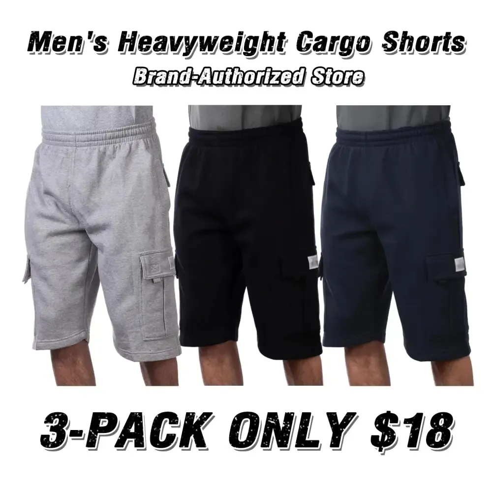 Men's Heavyweight Fleece Cargo Shorts 6 Pockets Relaxed Fit Sweat Shorts