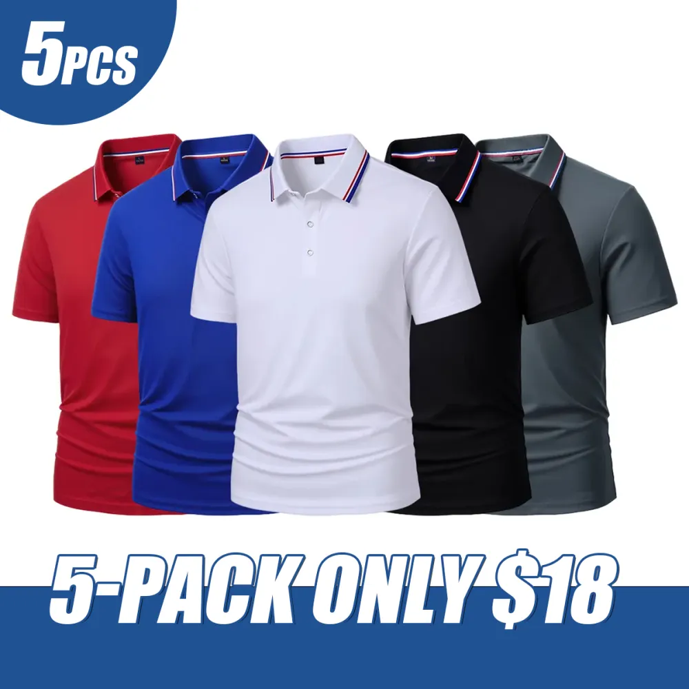 Men's Dry Fit Moisture Fabric Polo Collar Shirt