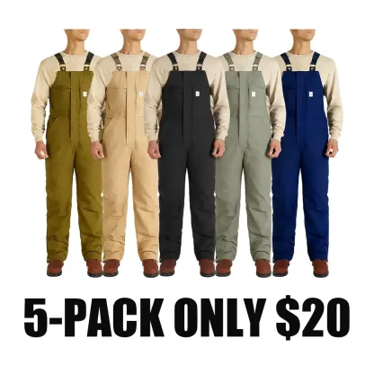 Men's Cold-Weather Insulated Bib Overalls - Loose-Fit Canvas + Tool Pockets
