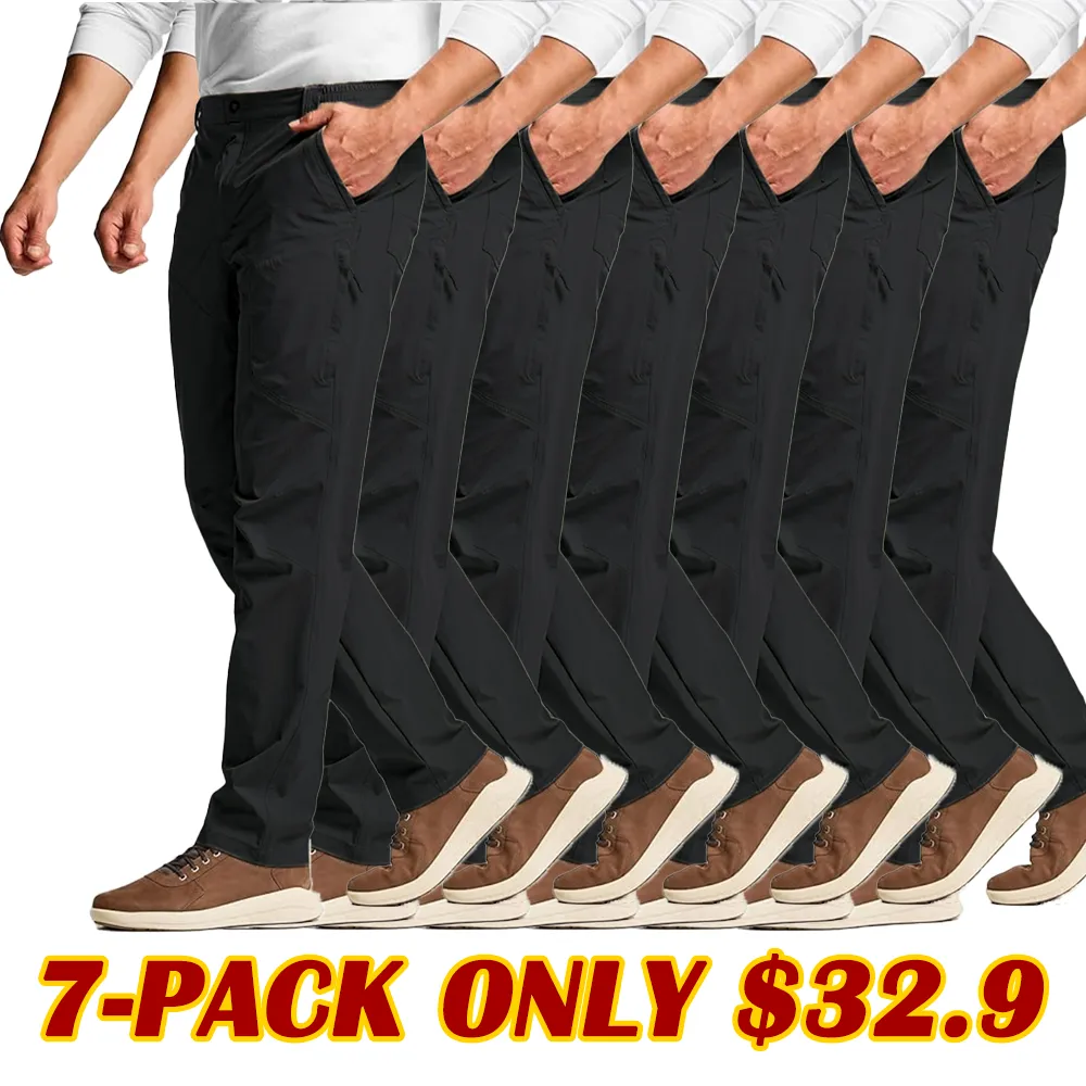 Men's Vent Stretch Pants, Quick Dry Lightweight Casual Cargo Pants, Water Resistant Straight-Fit Utility Work Pants