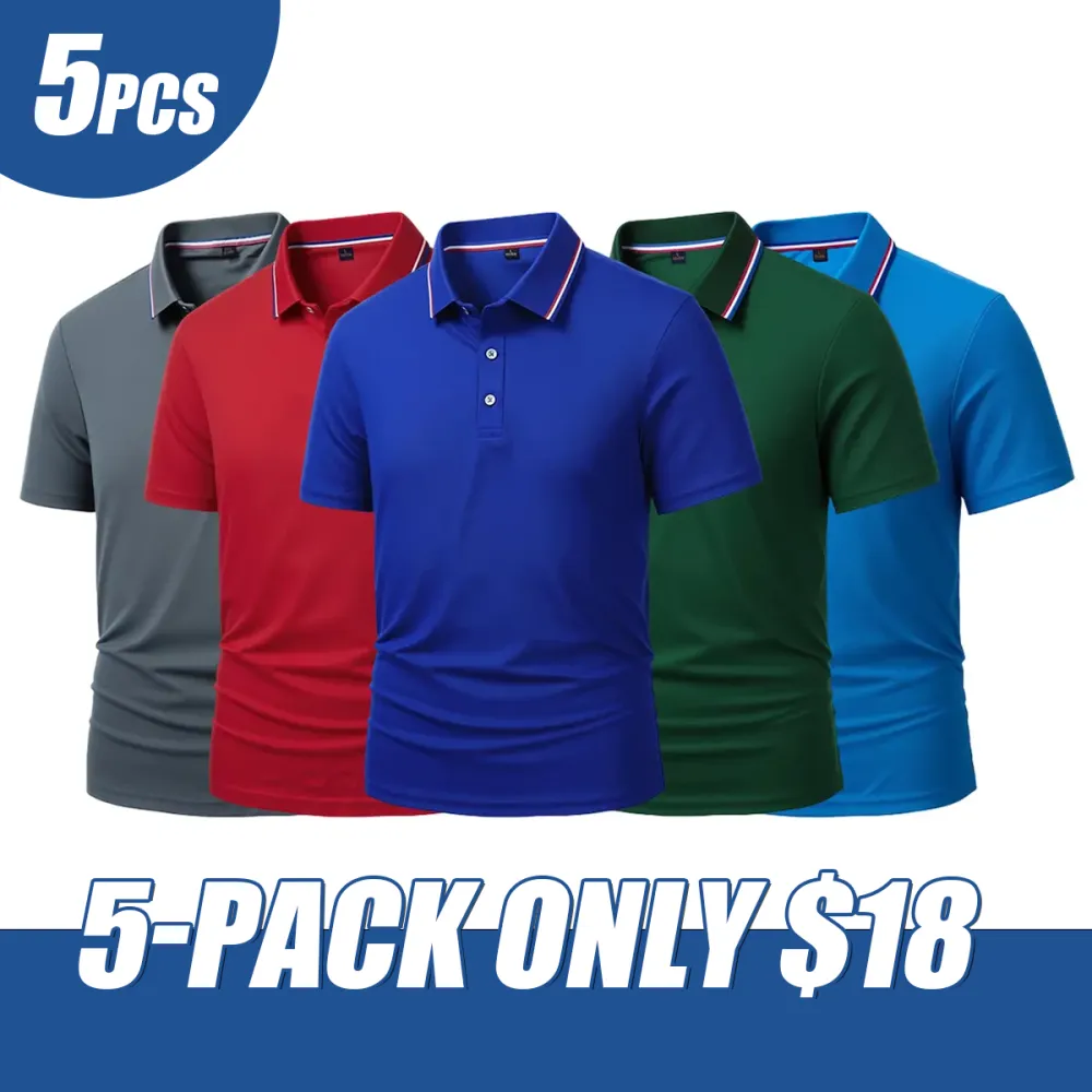 Men's Dry Fit Moisture Fabric Polo Collar Shirt