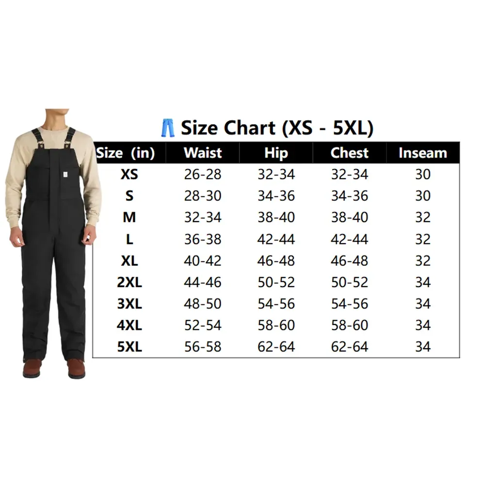 Men's Cold-Weather Insulated Bib Overalls - Loose-Fit Canvas + Tool Pockets