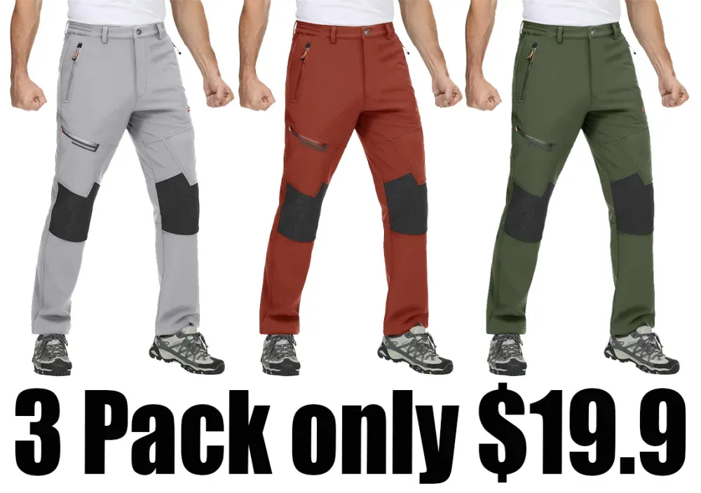 Men's Snow Ski Pants Winter Fleece Lined Pants for Mens