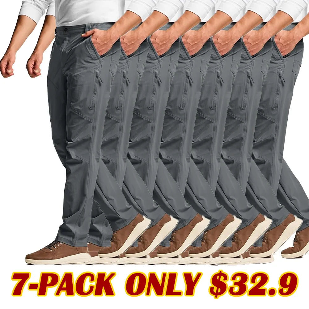 Men's Vent Stretch Pants, Quick Dry Lightweight Casual Cargo Pants, Water Resistant Straight-Fit Utility Work Pants