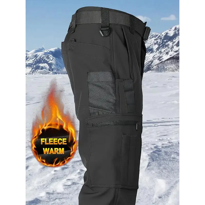 Men’s Tactical Fleece Pants: Multi-Pocket, Windproof Warm (Soft Shell, Fall/Winter)
