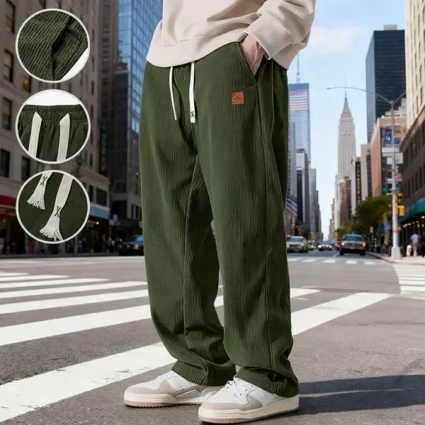 ⚡Men's Corduroy Straight-Leg Sweatpants Autumn New Arrival Loose Fit Wide-Leg Casual Pants⚡