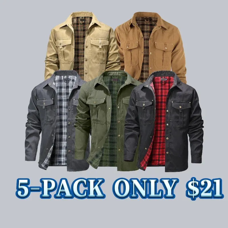 Men's Flannel Lined Shacket Jacket