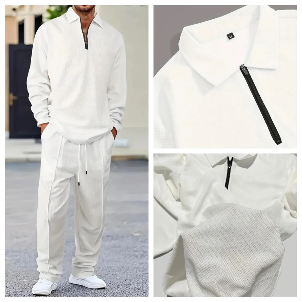 Men's solid color checkered casual suit