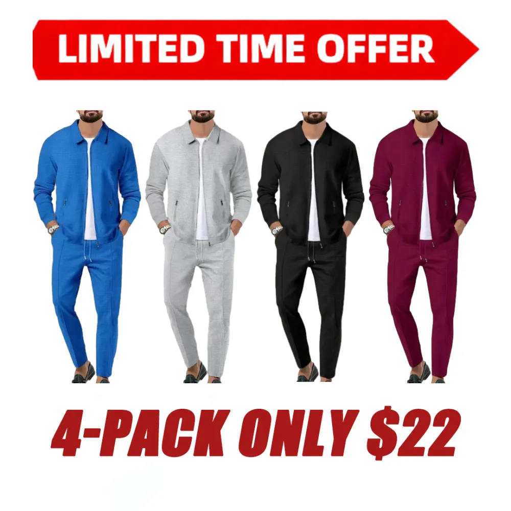 Sporty Two-piece Set Men's Plain Zip Up Jacket & Drawstring Waist Pants Tracksuit Set