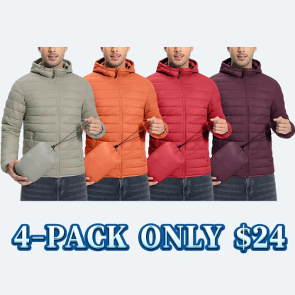 Mens Lightweight Packable Outdoor Hooded  Puffer Jacket
