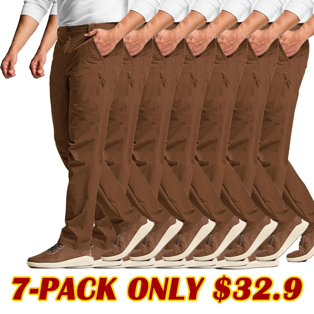 Men's Vent Stretch Pants, Quick Dry Lightweight Casual Cargo Pants, Water Resistant Straight-Fit Utility Work Pants