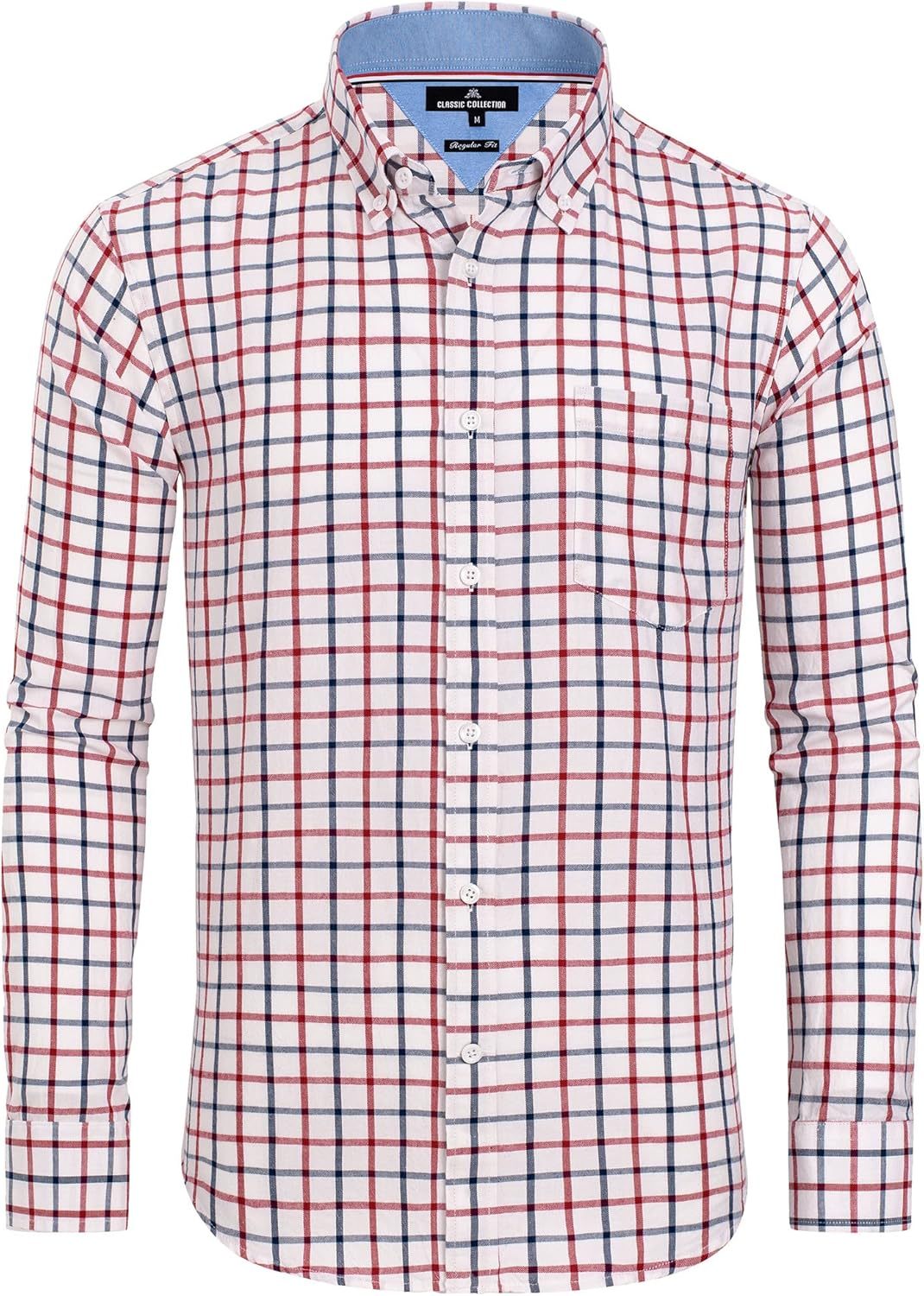 Clearance sale! Men's Plaid Button Down Shirts Cotton Long Sleeve Dress Shirts Regular Fit Gingham Shirts