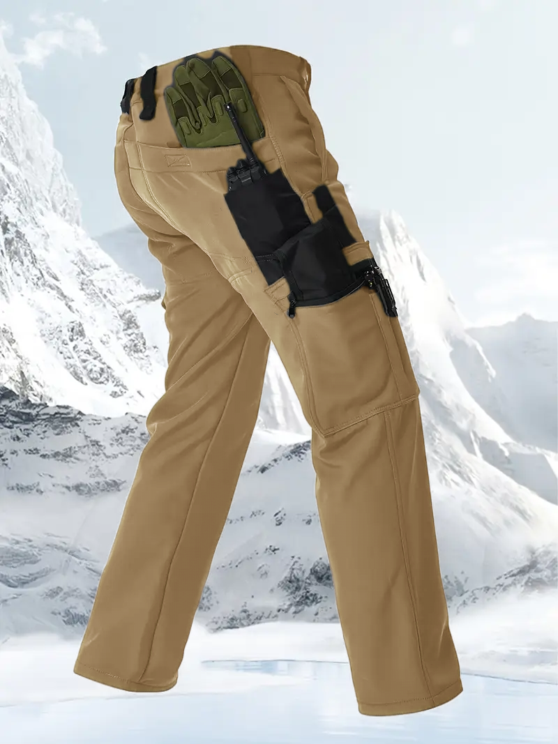 Men's Tactical Sport Pants, Multi-Pocket Windproof and Warm Fleece Pants
