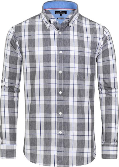 Clearance sale! Men's Plaid Button Down Shirts Cotton Long Sleeve Dress Shirts Regular Fit Gingham Shirts