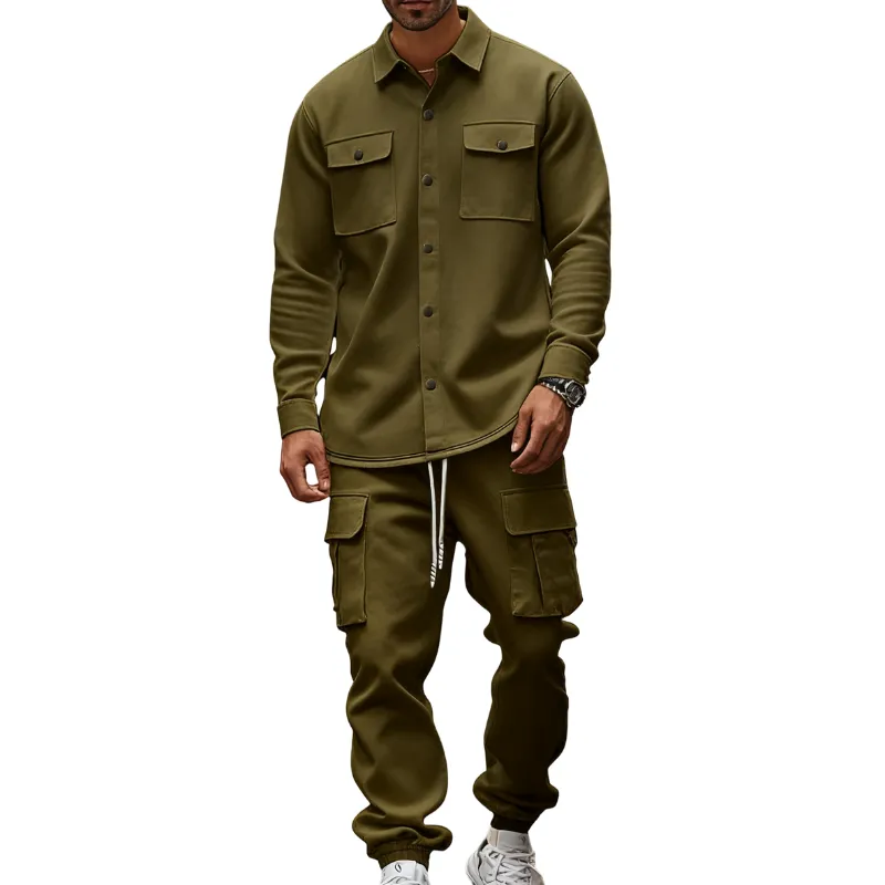 8-Pack Mens Shirt Jacket & Cargo Pants Sets  Only $24 (All Colors Included)