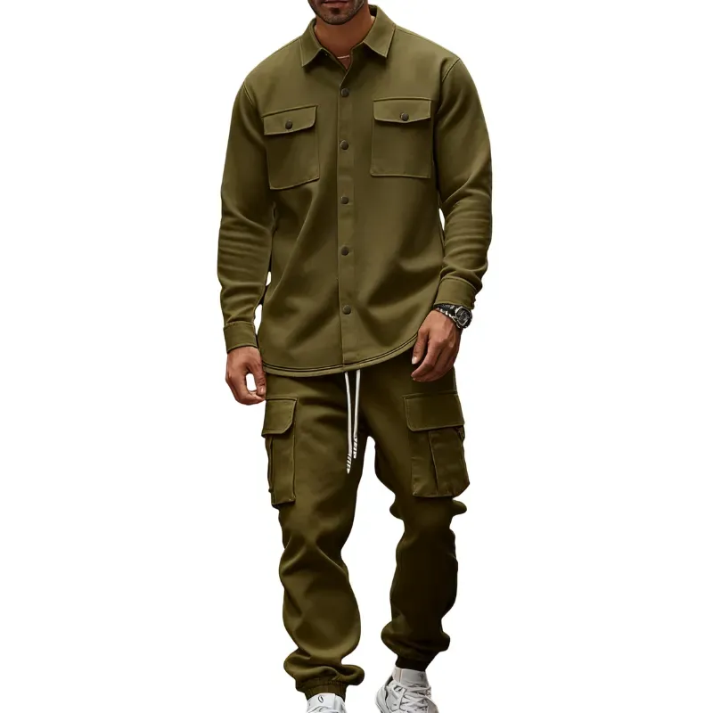 8-Pack Mens Shirt Jacket & Cargo Pants Sets  Only $24 (All Colors Included)