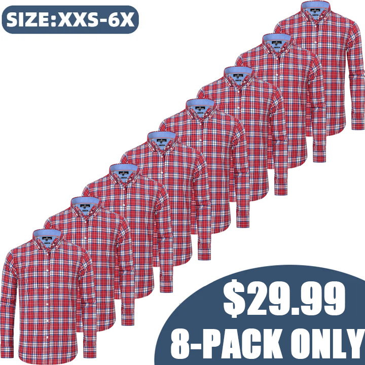 Clearance sale! Men's Plaid Button Down Shirts Cotton Long Sleeve Dress Shirts Regular Fit Gingham Shirts