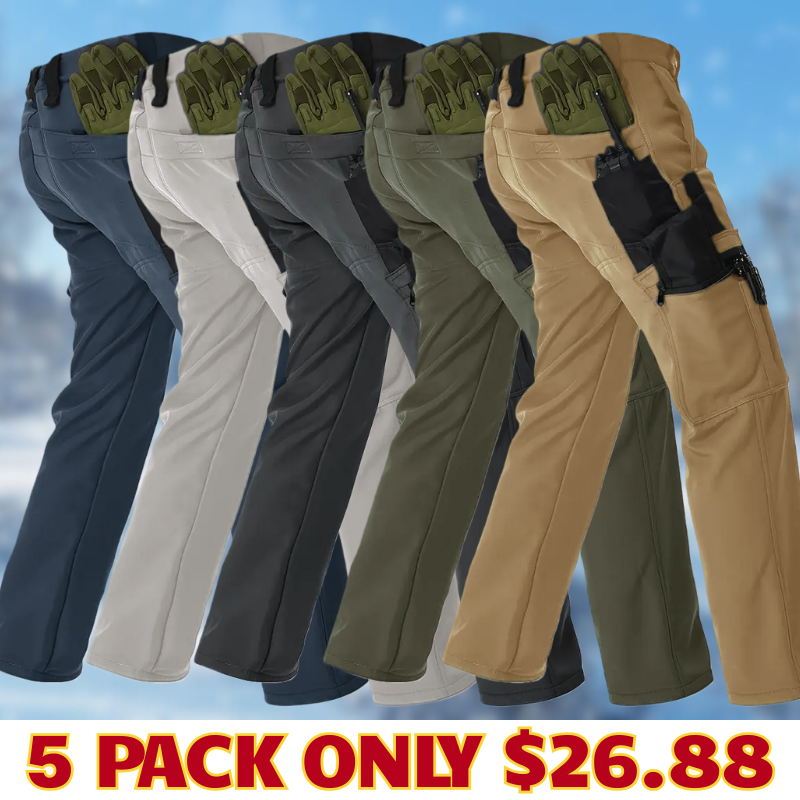 Men's Tactical Sport Pants, Multi-Pocket Windproof and Warm Fleece Pan