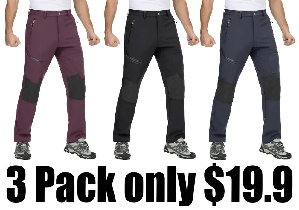 Men's Snow Ski Pants Winter Fleece Lined Pants for Mens